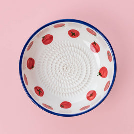 Plaque râpe à ail en céramique - Moyenne Rouge et Bleue - Pomodoro: AVEC EMBALLAGE