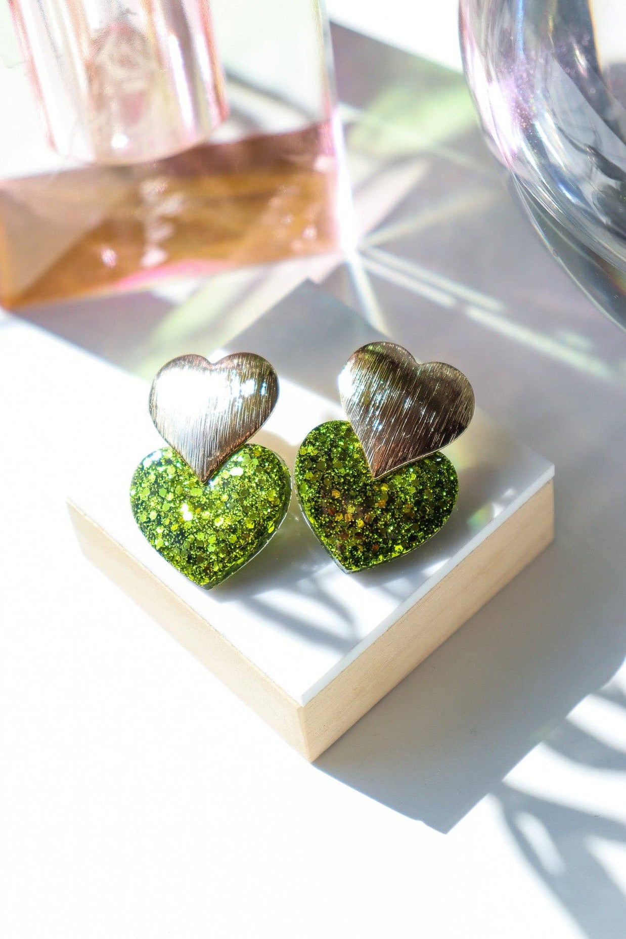 Boucles d'oreilles Coeur citron vert