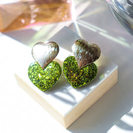 Boucles d'oreilles Coeur citron vert