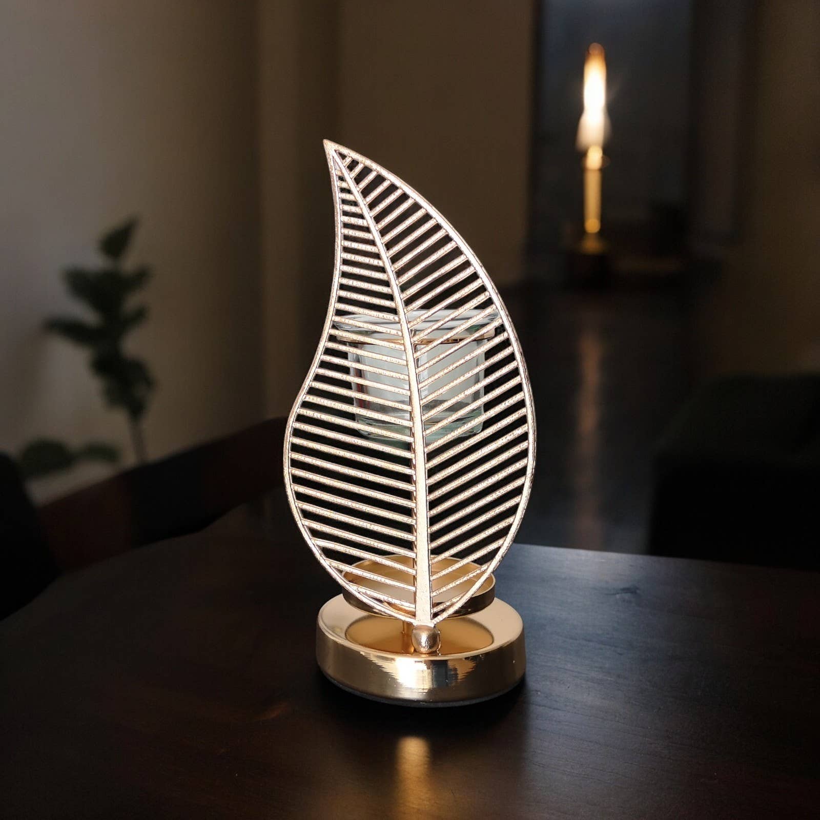 Brûleur à Huile et Fondant Parfumé Palme métal et céramique