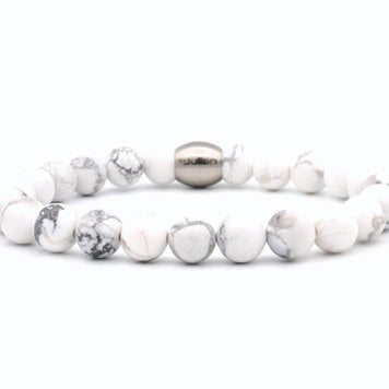 Bracelet pour homme en howlite de 8 mm signé by julian: L- 19 cm