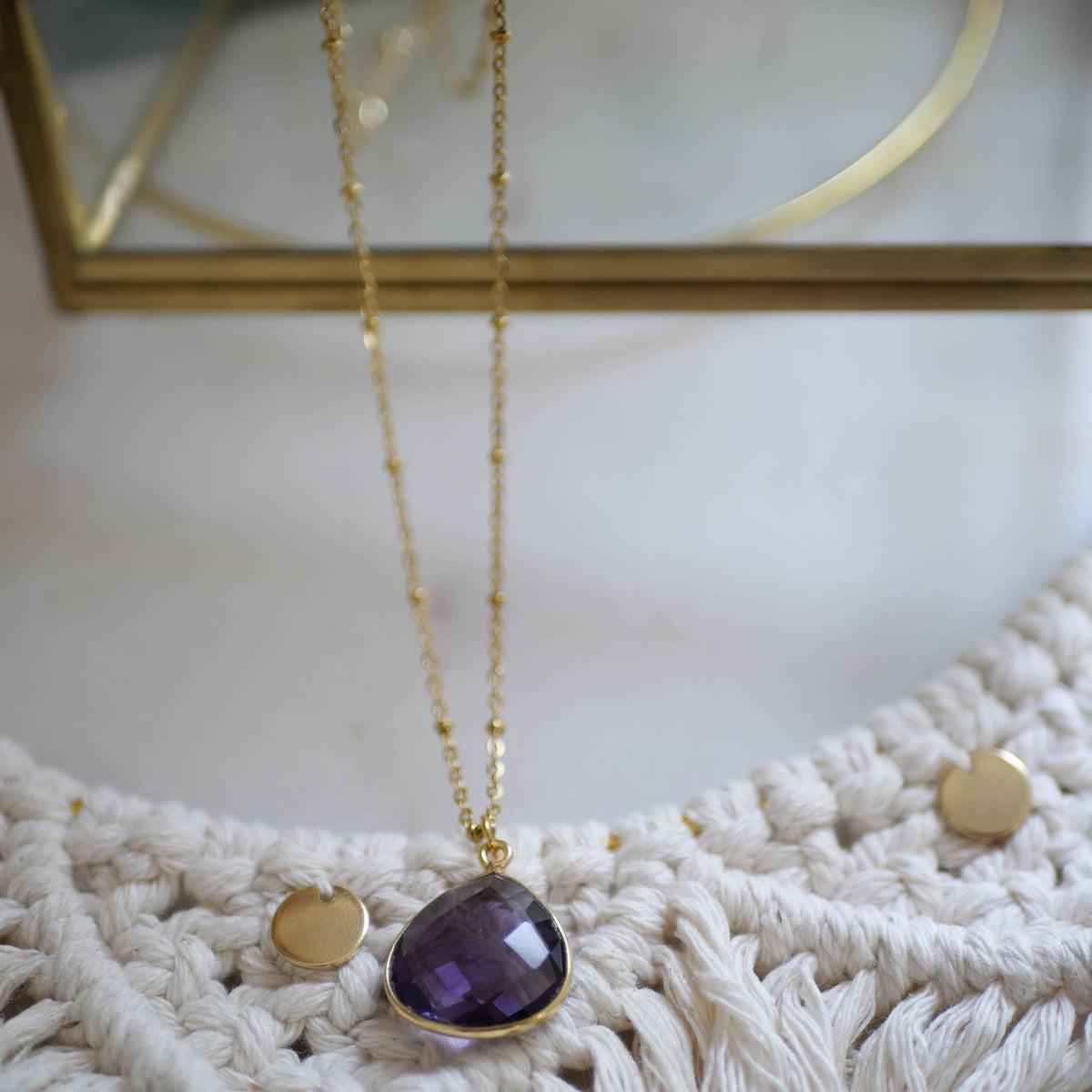 Collier Justine en acier inoxydable avec améthyste