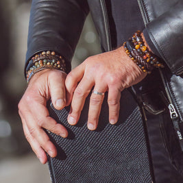 Ambarawa Nero bracelet homme en cuir tressé marron foncé: L- 19 cm