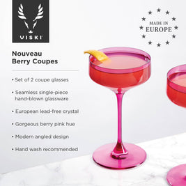 Coupes en Cristal Européennes - Rose - Lot de 2