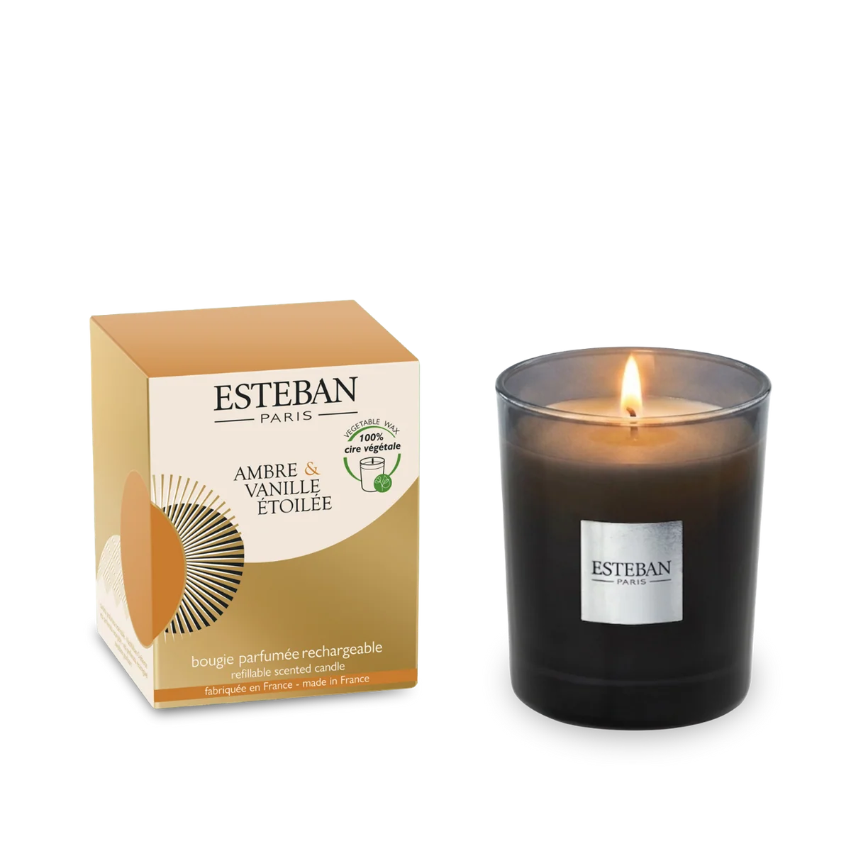 Bougie parfumée initiale - Ambre & Vanille étoilée - rechargeable - 180g