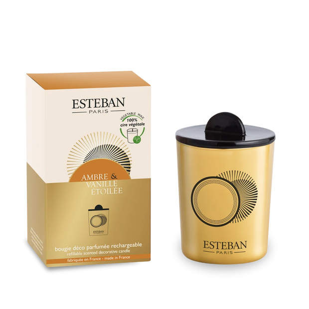 Bougie parfumée décorative - Ambre & Vanille étoilée - rechargeable - 180g