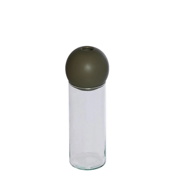 Ensemble avec Vase en Fleurs et Boule en Fleurs, Olive Brûlé 20cm