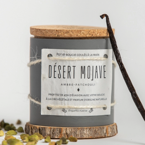 Bougie DESERT MODAVE, Ambre-Patchouli, grise, 50h, 28 JUIN