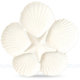 Assiette apéritive coquillage blanche