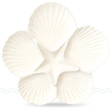 Assiette apéritive coquillage blanche