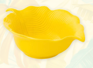 BOL JAUNE FORME FEUILLE 21x16cm