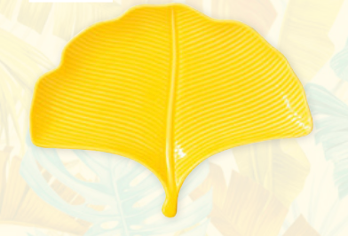 PLAT DE SERVICE FEUILLE JAUNE 26x20cm