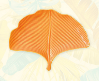PLAT DE SERVICE FEUILLE ORANGE 26x20cm