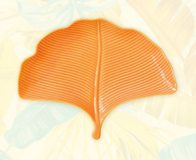 PLAT DE SERVICE FEUILLE ORANGE 26x20cm