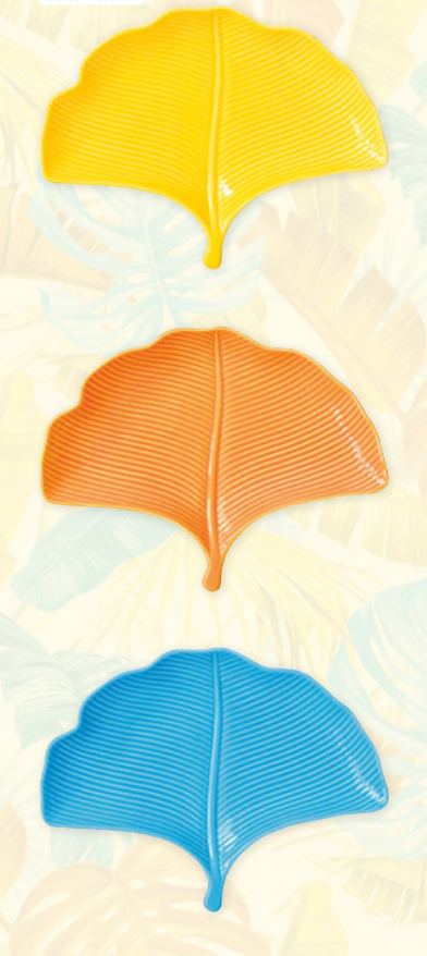 PLAT DE SERVICE FEUILLE ORANGE 26x20cm