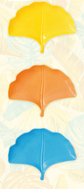 PLAT DE SERVICE FEUILLE JAUNE 26x20cm