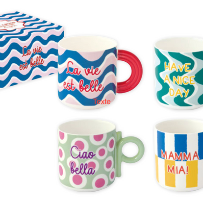 SET 4 MUGS EN PORCELAINE 350ml