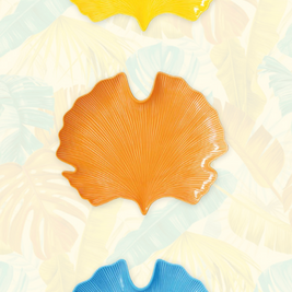 PLAT DE SERVICE FEUILLE BLEUE 35x29cm BAHAMAS