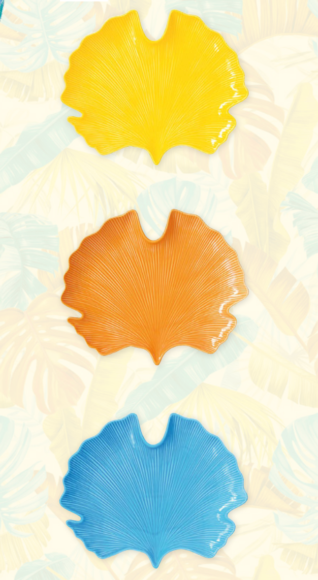 PLAT DE SERVICE FEUILLE JAUNE 35x29cm BAHAMAS