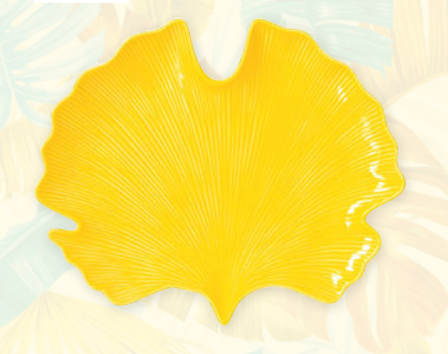 PLAT DE SERVICE FEUILLE JAUNE 35x29cm BAHAMAS