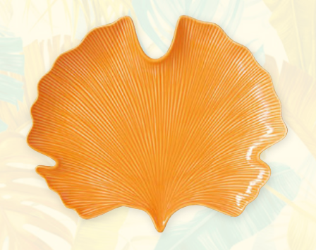PLAT DE SERVICE FEUILLE ORANGE 35x29cm BAHAMAS