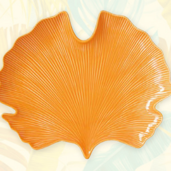 PLAT DE SERVICE FEUILLE ORANGE 35x29cm BAHAMAS