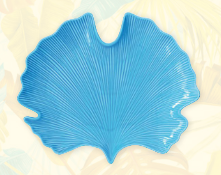 PLAT DE SERVICE FEUILLE BLEUE 35x29cm BAHAMAS