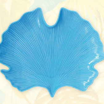 PLAT DE SERVICE FEUILLE BLEUE 35x29cm BAHAMAS