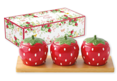 SET APERITIF AVEC 3 COUPELLES FRAISES SUR PLATEAU BAMBOU