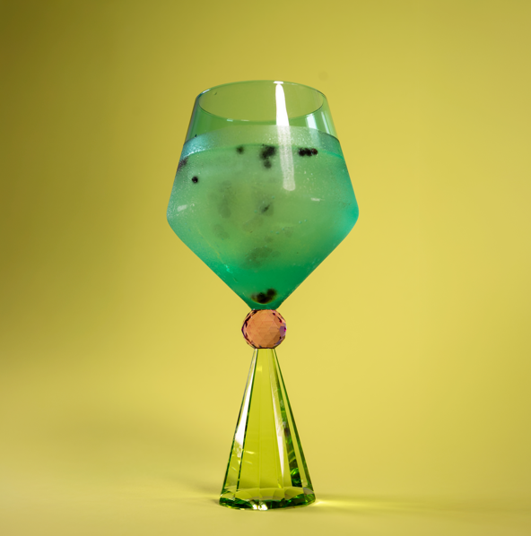 Verre à Gin Tonic effet diamant vert et bleu clair