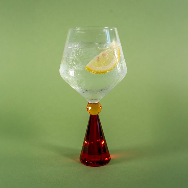 Verre à Gin Tonic effet diamant Rouge