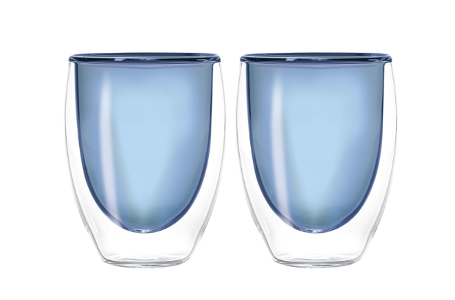 Set 2 verres double paroi BLEU