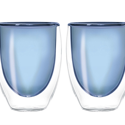 Set 2 verres double paroi BLEU