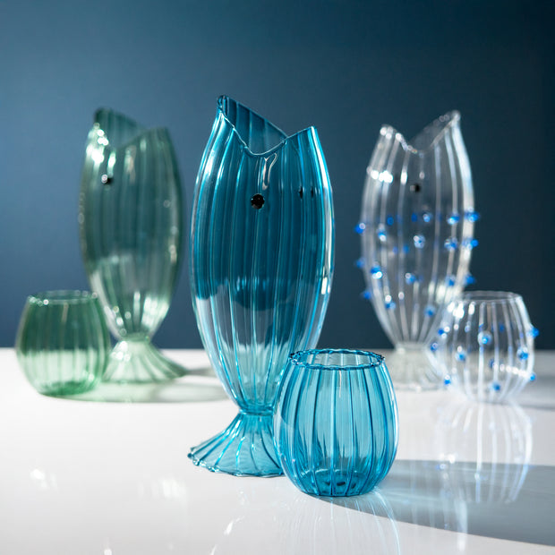 Carafe en verre en forme de poisson - Bleu