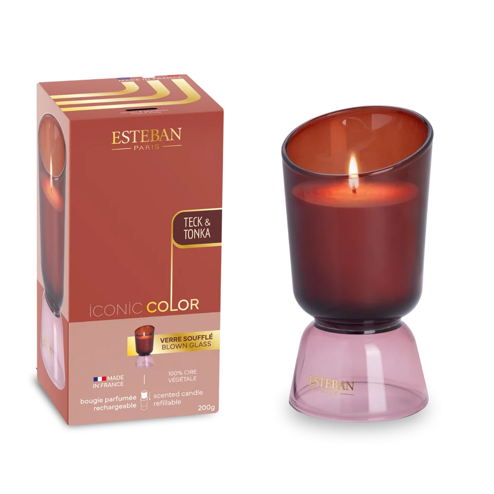 Bougie parfumée - Teck & Tonka - Iconic Color - rechargeable - 200g