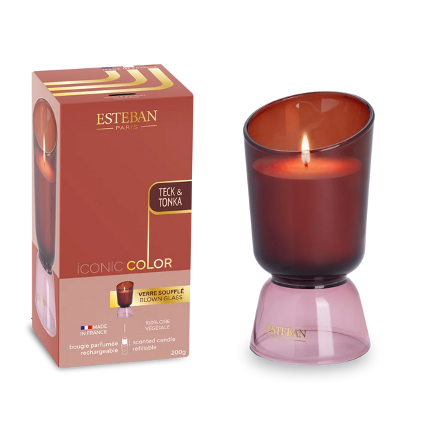 Bougie parfumée - Teck & Tonka - Iconic Color - rechargeable - 200g