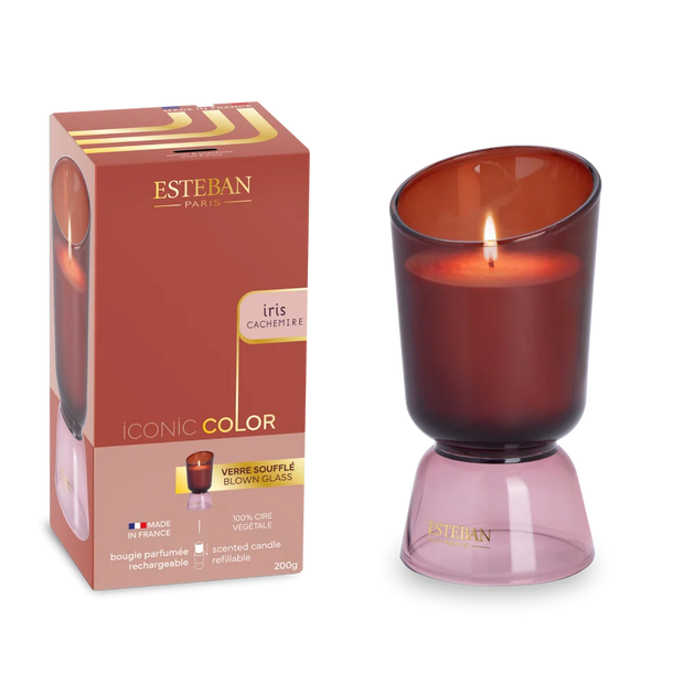 Bougie parfumée ICONIC Color - Iris Cachemire - rechargeable - 200g
