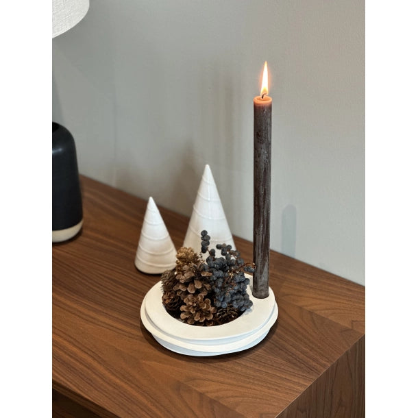 Porte-bougier/plateau déco, Blanc