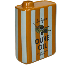 Vase à huile d'olive à rayures en faïence fine multicolore