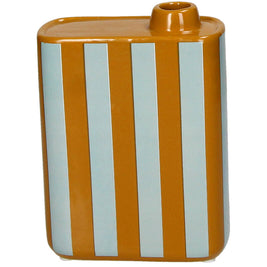 Vase à huile d'olive à rayures en faïence fine multicolore