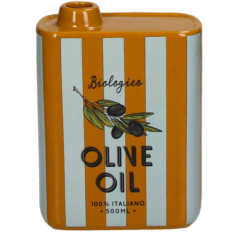 Vase à huile d'olive à rayures en faïence fine multicolore