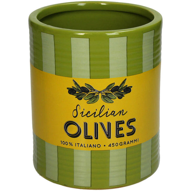 Pot Olives Rayures Faïence Fine