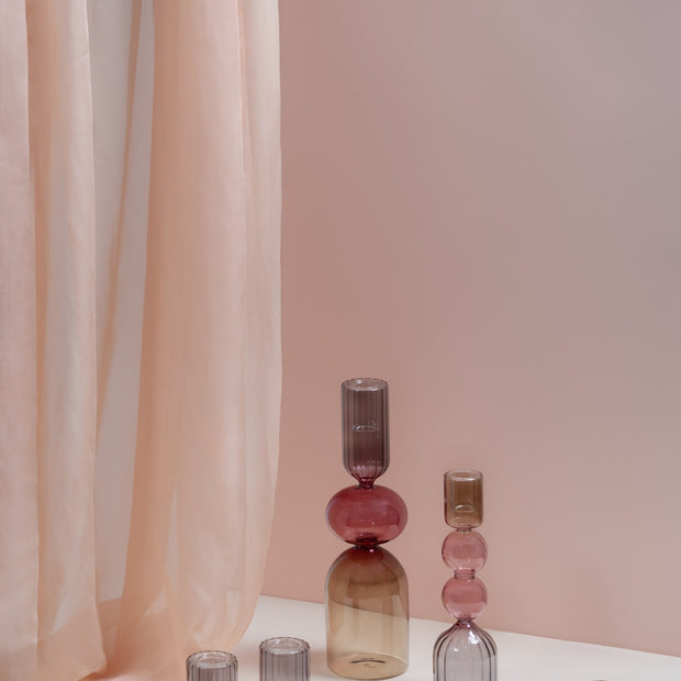 Set 2 bougeoirs en verre Rose