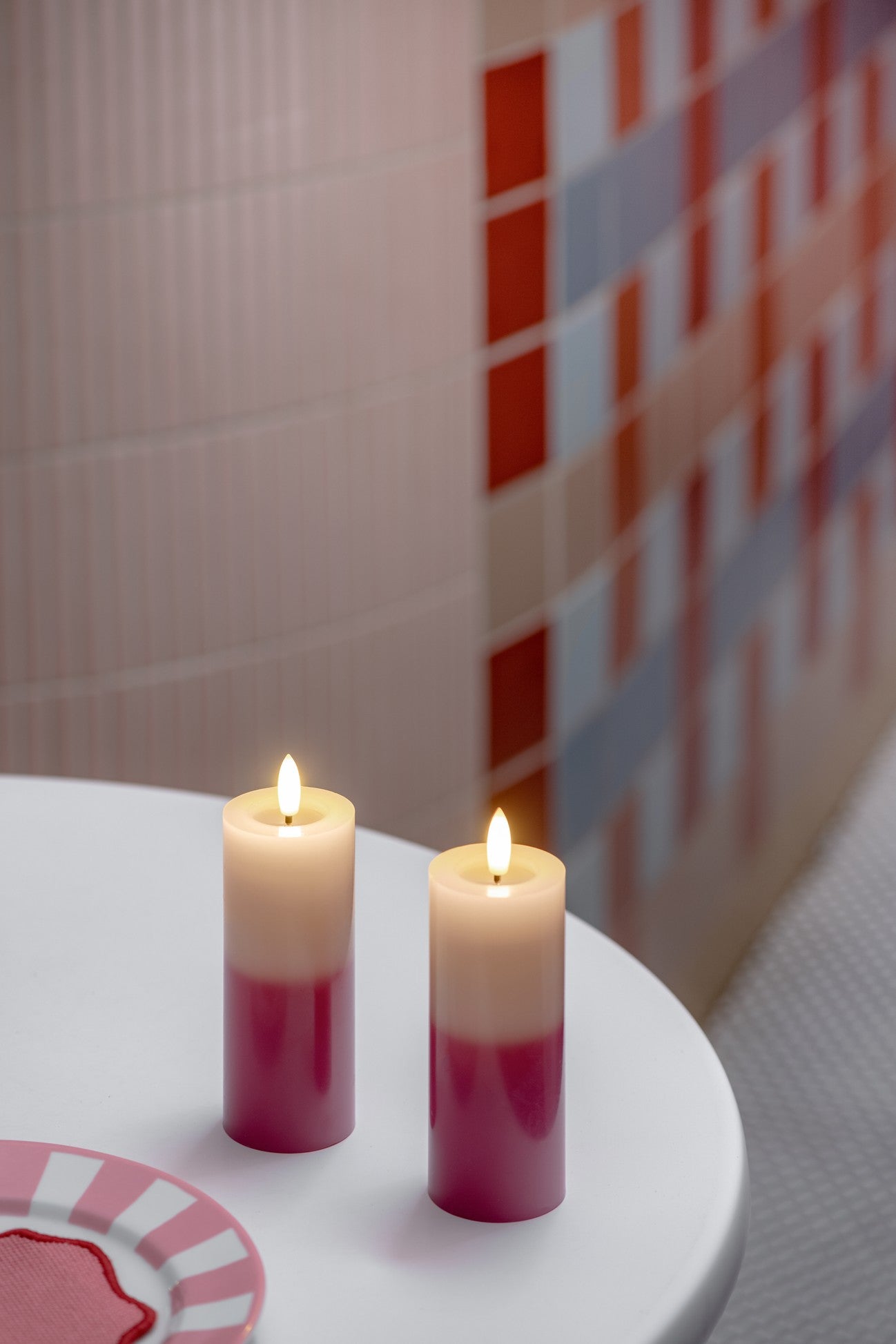 Bougie Led cire véritable, multi-couleurs rose