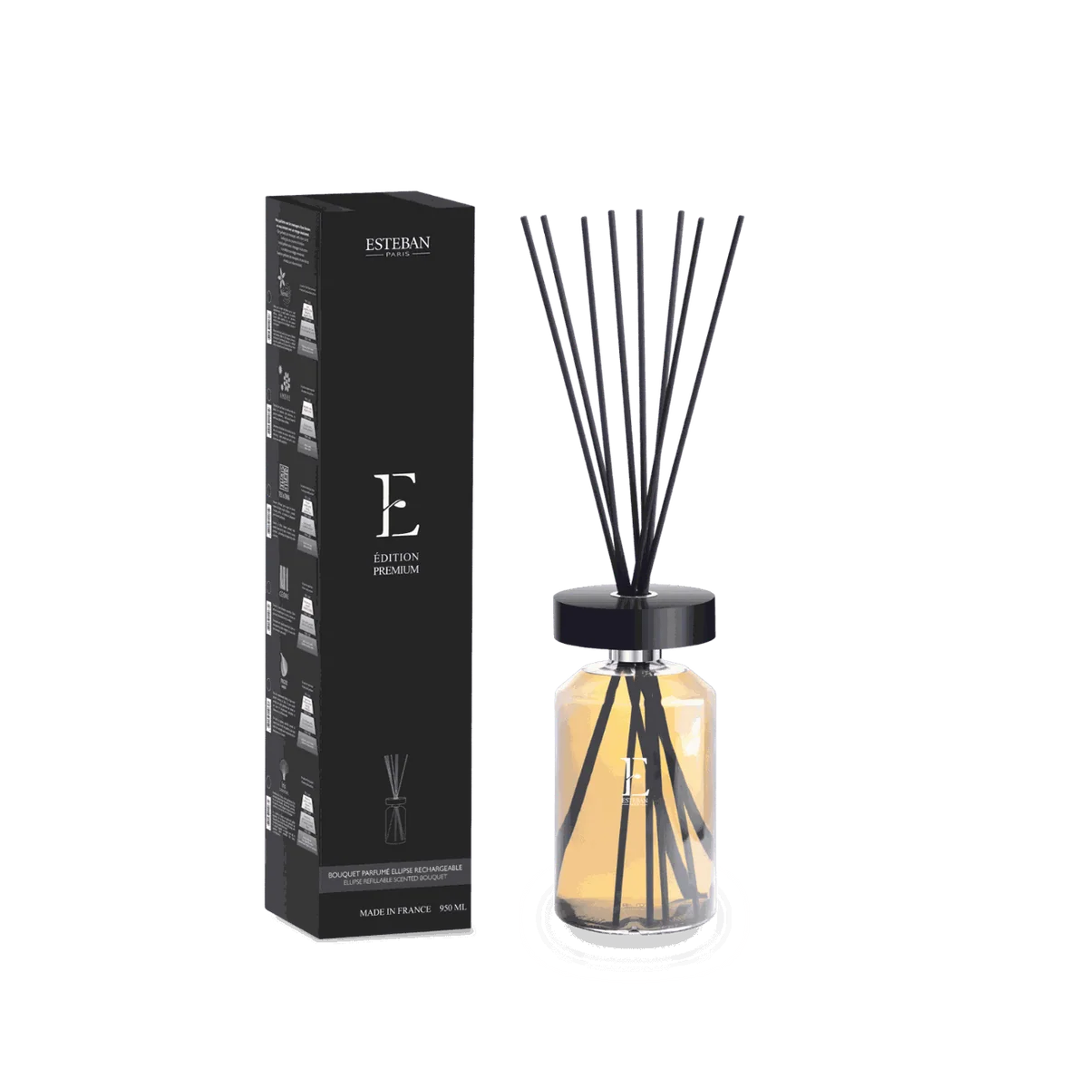 Bouquet parfumé ellipse - Teck & Tonka - Premium Edition - pré-rempli - rechargeable - 950mL