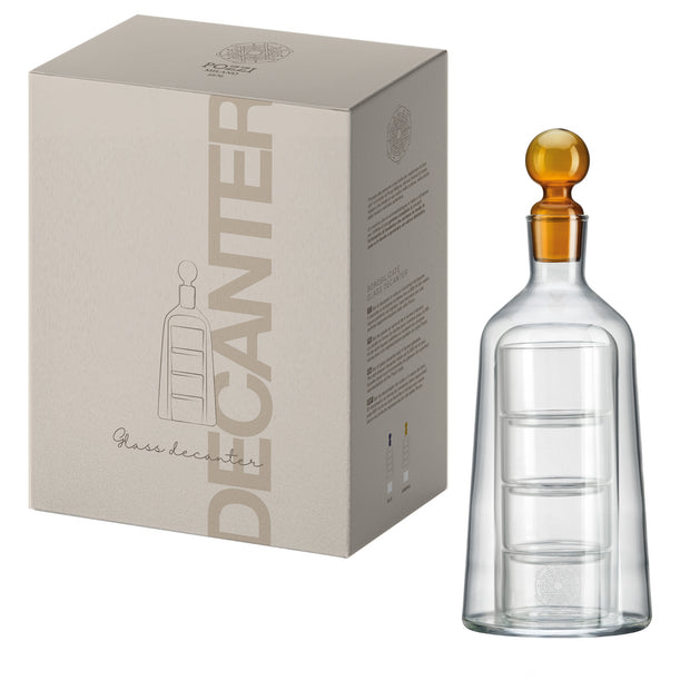 Set décanteur 85cl + 4 verres à liqueur en verre AMBRE