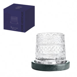 VERRE A ALCOOL PIVOTANT SUR SUPPORT EN MARBRE GRIS