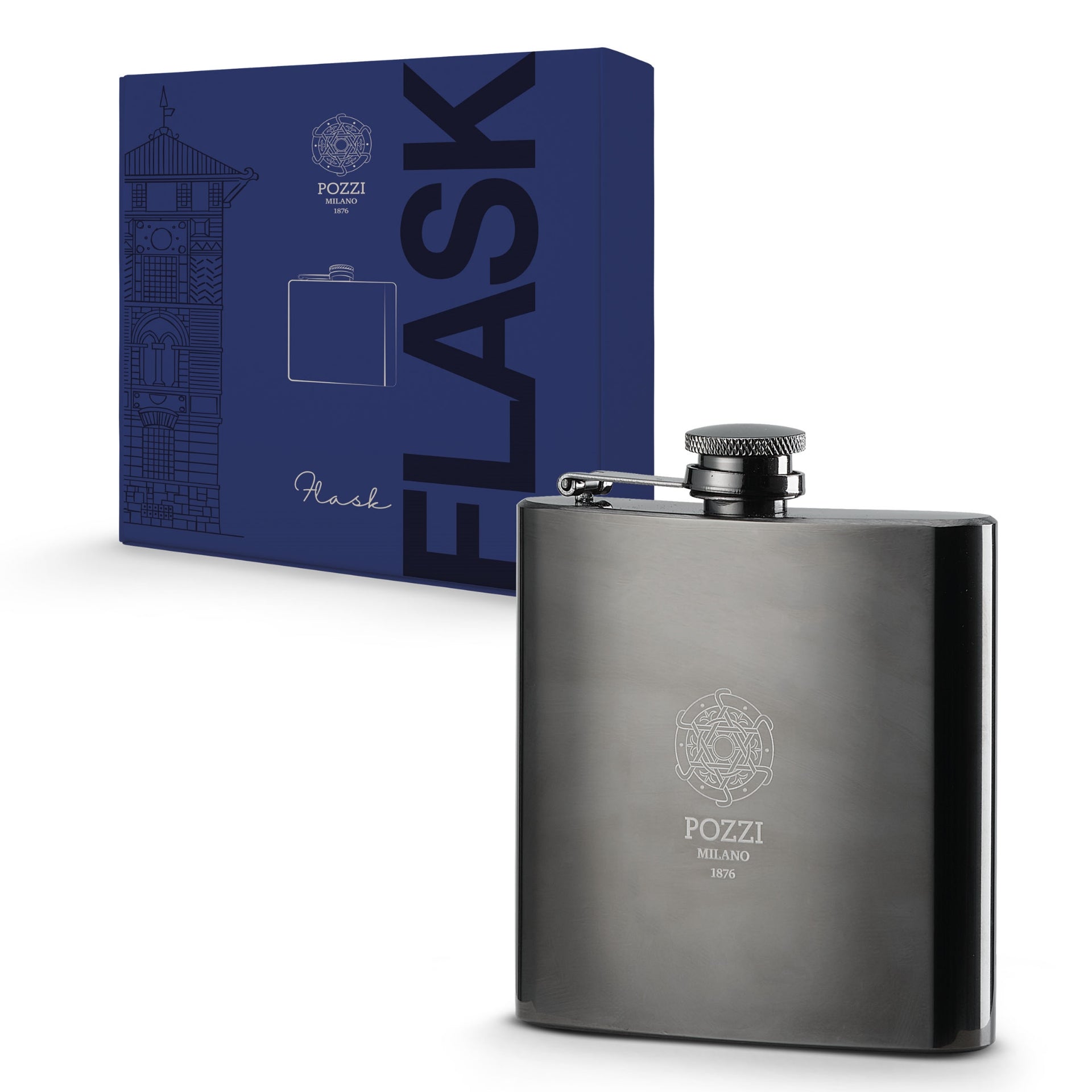 Flasque inox 180 ml Noir Mat