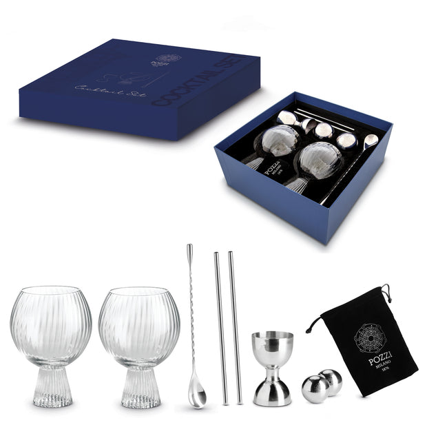 Service à cocktail 8 pièces verres clairs