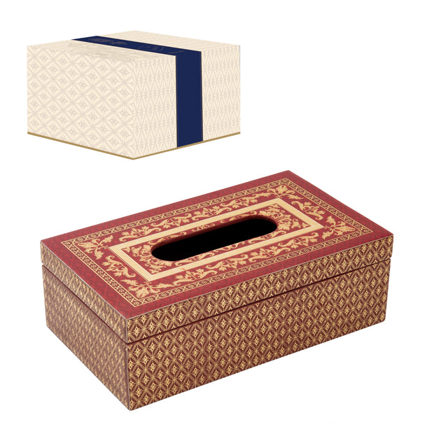 Boite à mouchoirs en bois laqué Baroque Rouge